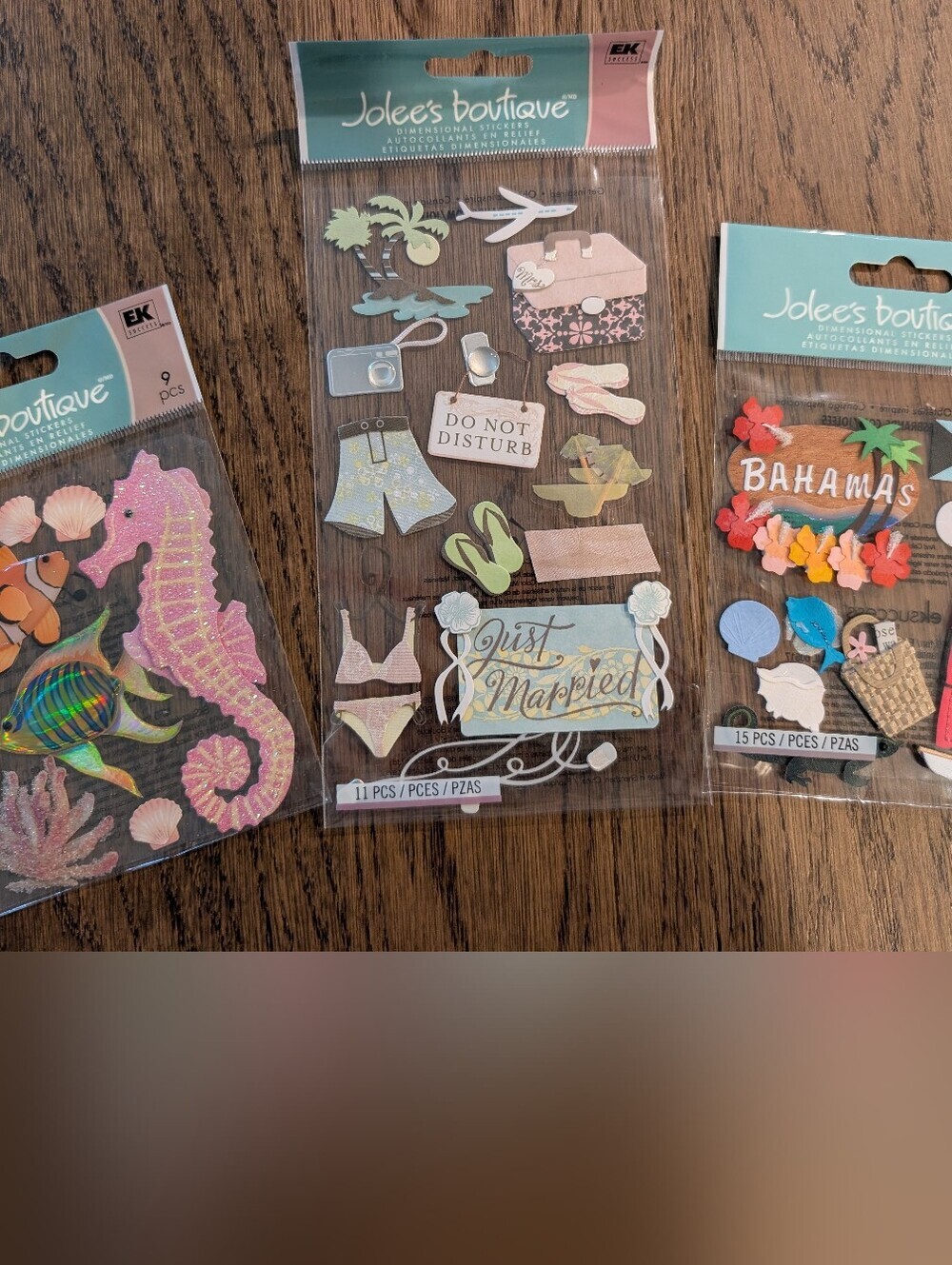 Jolee’s Boutique Stickers Honeymoon, Bahamas, Sea Creatures Set Lot Of 3 New